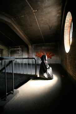 woman wearing grey hijab